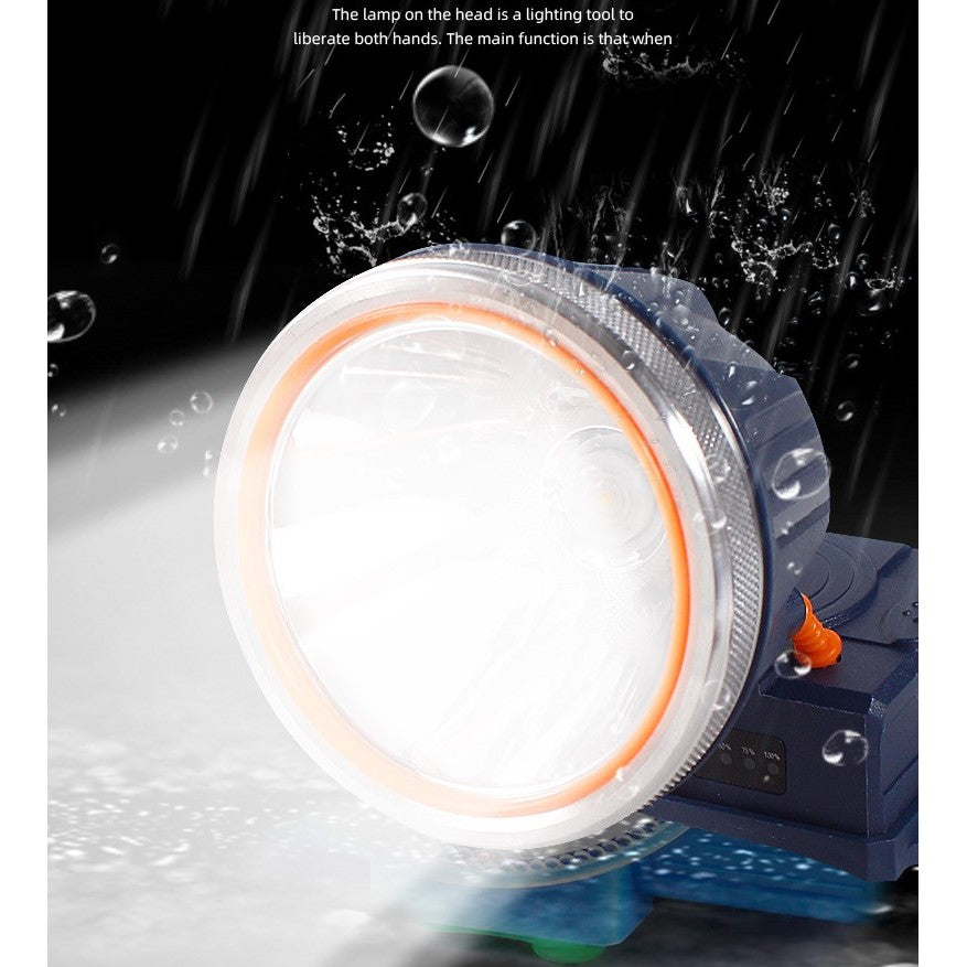 Lanterna Frontala LED cu Zoom Telescopic, Far de Cap Reincarcabil USB, Protectie la Apa IPX6, Banda Ajustabila pentru Camping si Pescuit, 10.5x8x6.5 cm, Gri