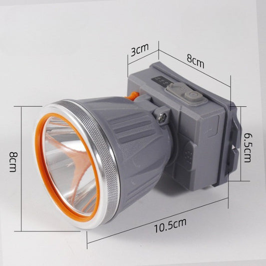 Lanterna Frontala LED cu Zoom Telescopic, Far de Cap Reincarcabil USB, Protectie la Apa IPX6, Banda Ajustabila pentru Camping si Pescuit, 10.5x8x6.5 cm, Gri