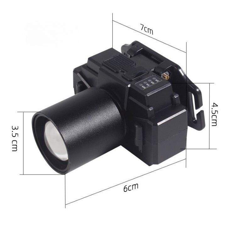 Lanterna Frontala LED Profesionala, Zoom Telescopic, Rezistenta la Apa IP65, Ajustabila pentru Pescuit si Camping, Negru, 7x4.5x6 cm