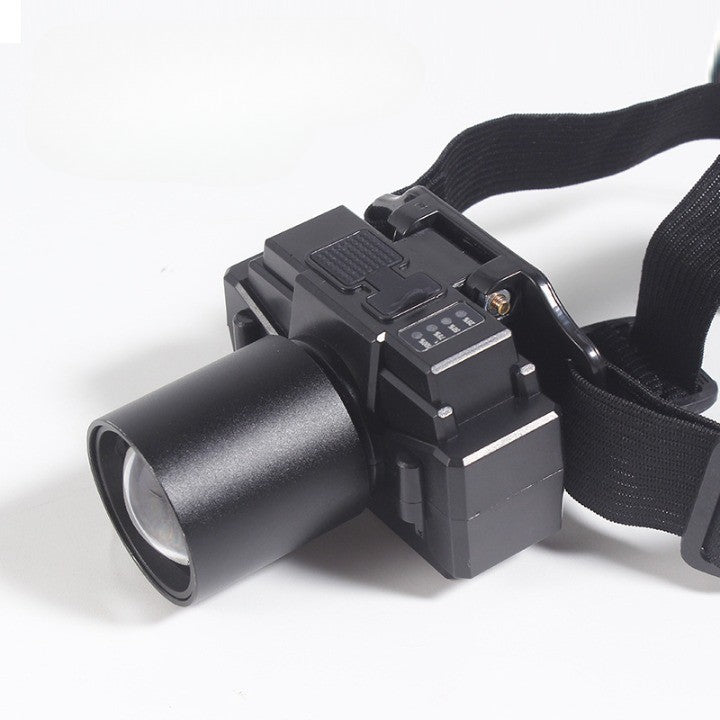 Lanterna Frontala LED Profesionala, Zoom Telescopic, Rezistenta la Apa IP65, Ajustabila pentru Pescuit si Camping, Negru, 7x4.5x6 cm