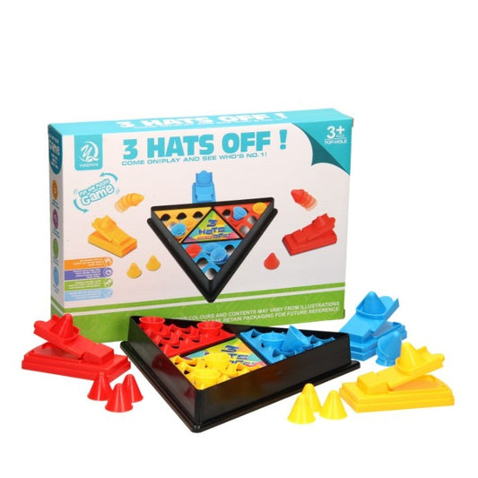 Joc Interactiv de Îndemânare 3 Hats Off pentru Copii, Set cu Lansatoare și Figurine Pălării, Plastic, 2-3 Jucători, +3 Ani, Multicolor