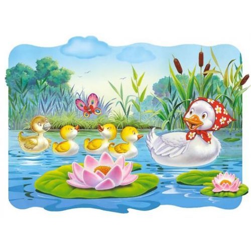 Puzzle Educativ din Lemn cu 60 Piese, Dezvoltare Abilitati Cognitive si Motorii, Cutie Metalica Depozitare, Model Ratusca, Multicolor, 22.5x13.5 cm