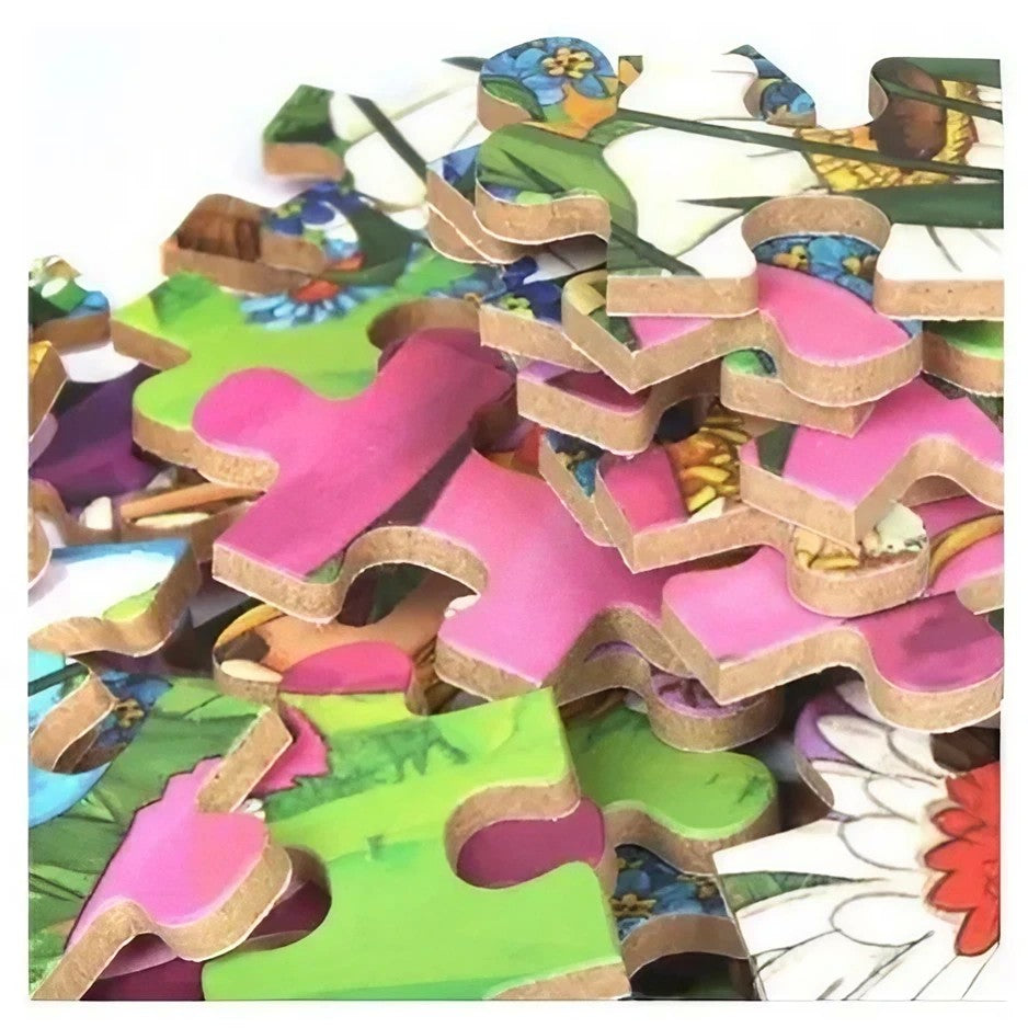 Puzzle Educativ din Lemn, Model Cei Trei Purcelusi, 60 Piese, Dezvoltare Abilitati Cognitive si Motorii, Cutie Metalica pentru Depozitare, 22.5x13.5 cm, Multicolor