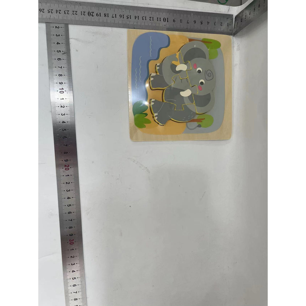 Puzzle Montessori din Lemn pentru Copii, Jucarie Educativa 3D, Model Elefant, Dezvoltare Motricitate, 4 Piese, 15x15x0.5 cm, Multicolor