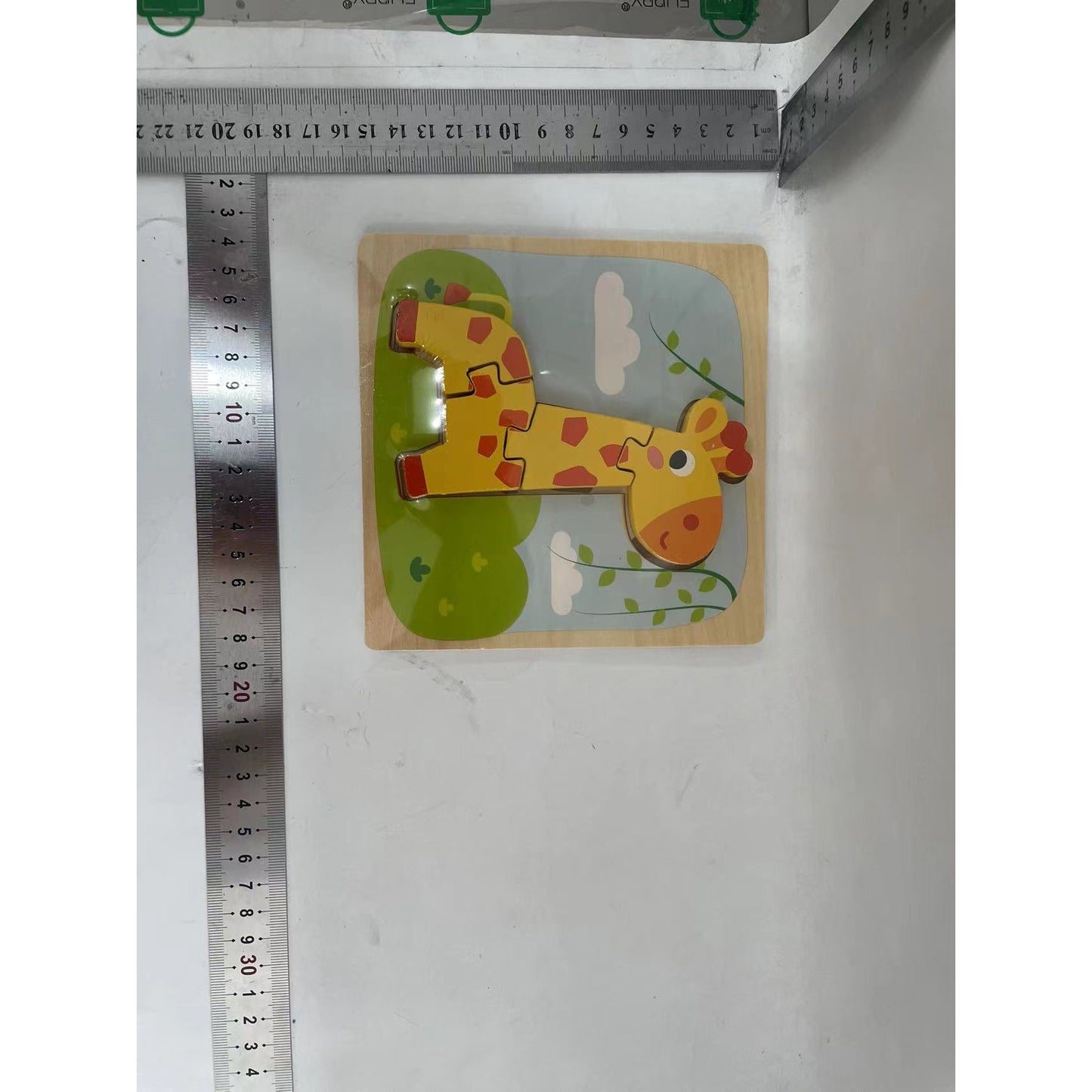 Puzzle Montessori din Lemn pentru Copii, Joc Educativ 3D, Dezvoltare Motricitate, Model Girafa, 4 Piese, 15x15x0.5 cm, Multicolor