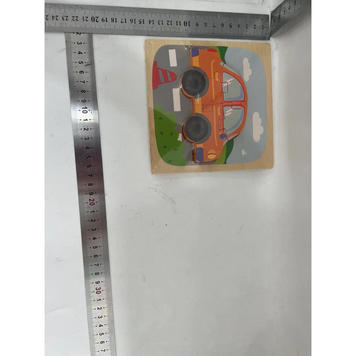 Puzzle Montessori din Lemn pentru Copii, Jucarie Educativa 3D, Model Masina, Dezvoltare Motricitate si Gandire Logica, 5 Piese, 15x15x0.5 cm, Multicolor