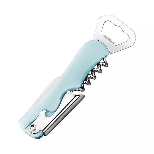 Tirbuson de Sticle 4 in 1, Desfacator de Sticle Multifunctional, Otel Inoxidabil, Maner Anti-Alunecare, 13.5 x 4 cm, Verde