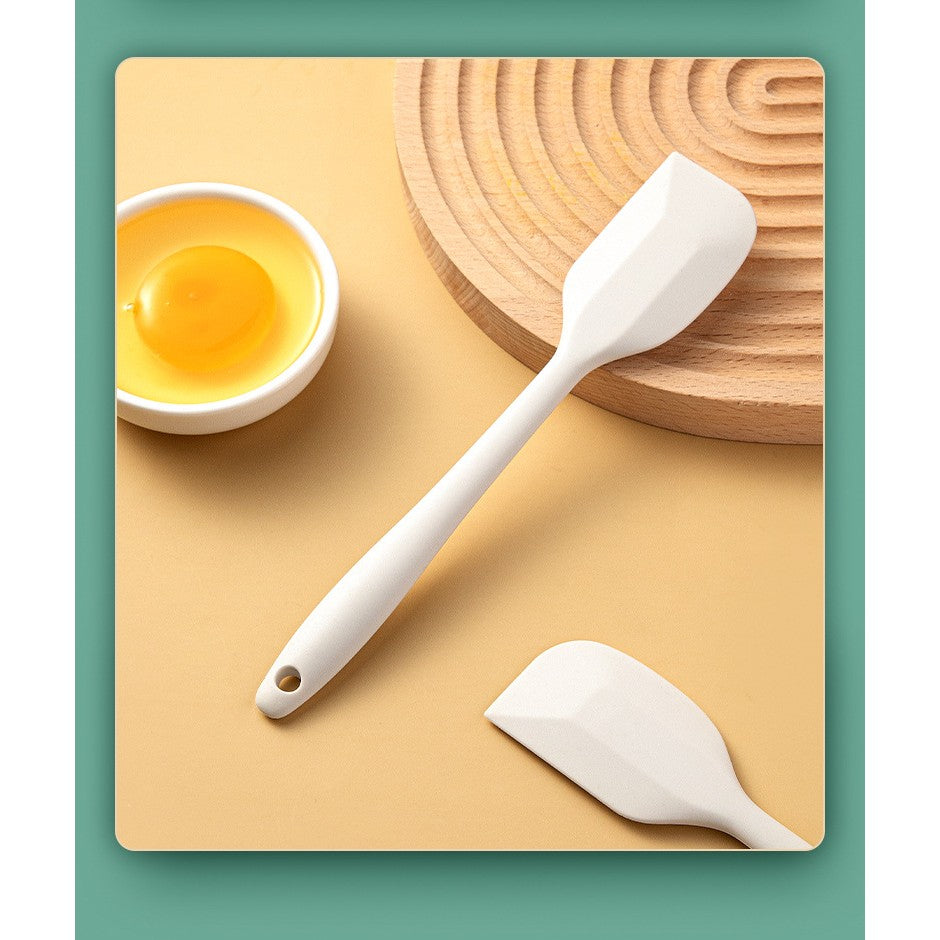 Set 5 Ustensile de Bucătărie, Termorezistente și Antiaderente, Silicon Alimentar și Inox, Design Ergonomic, Alb Ivory