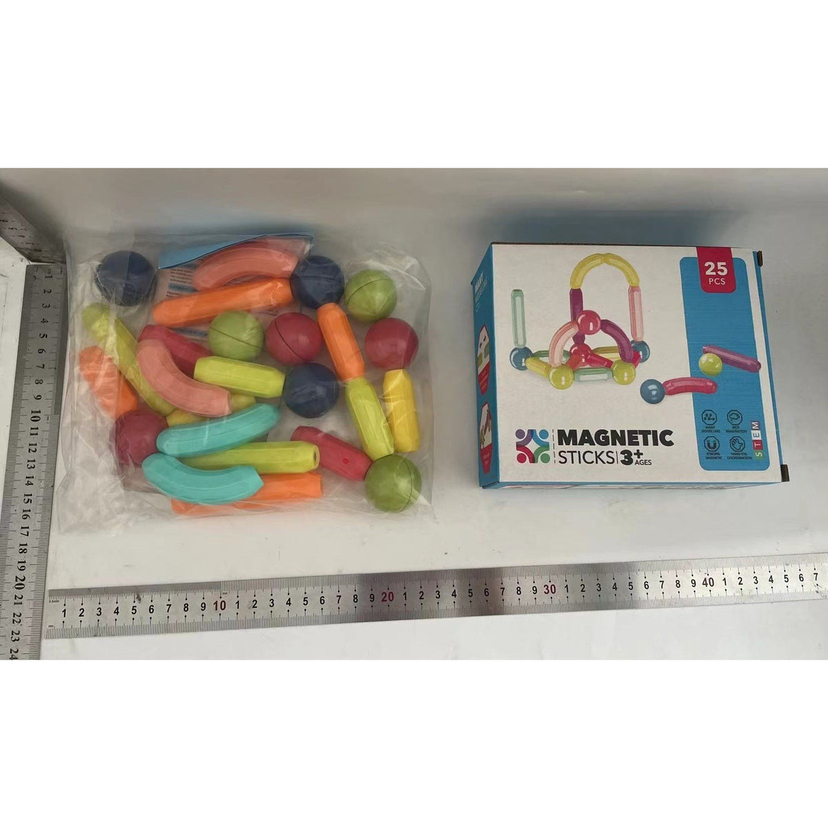 Set de Constructie Magnetica, Joc Educativ Puzzle cu Forme Geometrice, Plastic ABS, 25 Piese, 3-6 Ani, Multicolor
