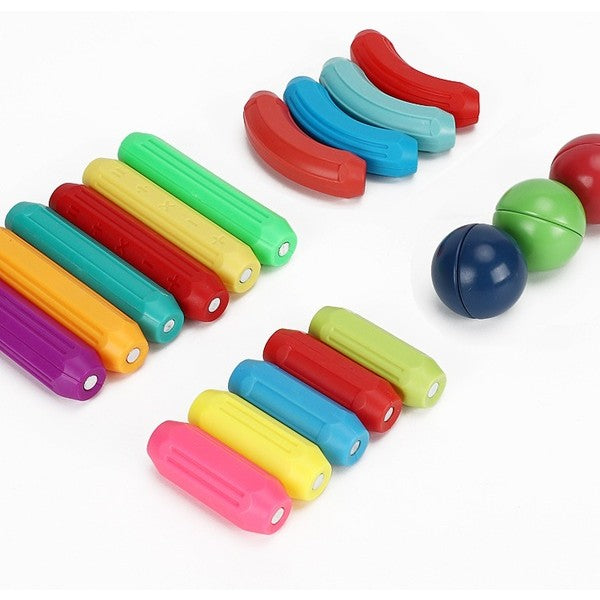 Set de Construcție Magnetic, Joc Educativ și Puzzle STEM pentru Copii 3-6 Ani, Plastic ABS și Magneți, 42 Piese, Multicolor, 20x6.5x18 cm