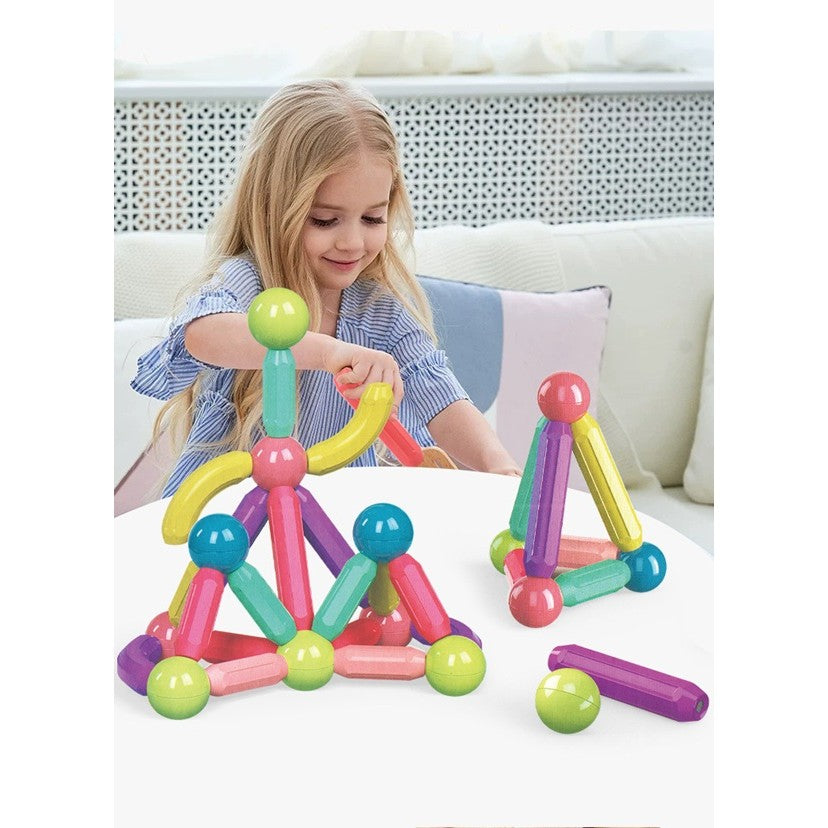 Set de Construcție Magnetic, Joc Educativ și Puzzle STEM pentru Copii 3-6 Ani, Plastic ABS și Magneți, 42 Piese, Multicolor, 20x6.5x18 cm