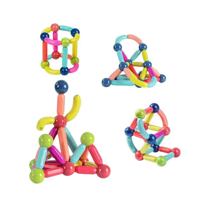 Set de Constructie Magnetice, Joc Educativ si Puzzle cu Forme, Plastic ABS, 36 Piese, Multicolor, Varsta 3-6 Ani, 18x6x16 cm