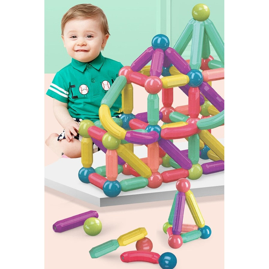 Set de Constructie Magnetice, Joc Educativ si Puzzle cu Forme, Plastic ABS, 36 Piese, Multicolor, Varsta 3-6 Ani, 18x6x16 cm