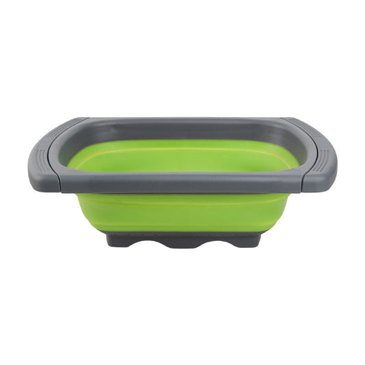 Cos de Scurgere Retractabil pentru Chiuveta, Strecuratoare Extensibila pentru Fructe si Legume, Design Ajustabil 39-61 cm, Plastic Rezistent, Verde