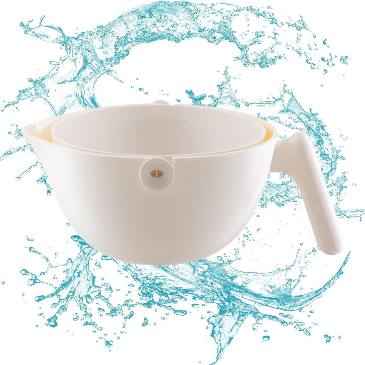 Bol cu Doua Straturi pentru Fructe si Legume, Cos de Scurgere Detasabil, Inclinare la 90 Grade, ABS si PP, Capacitate 2L, 29.9 x 22.5 x 11.8 cm, Alb