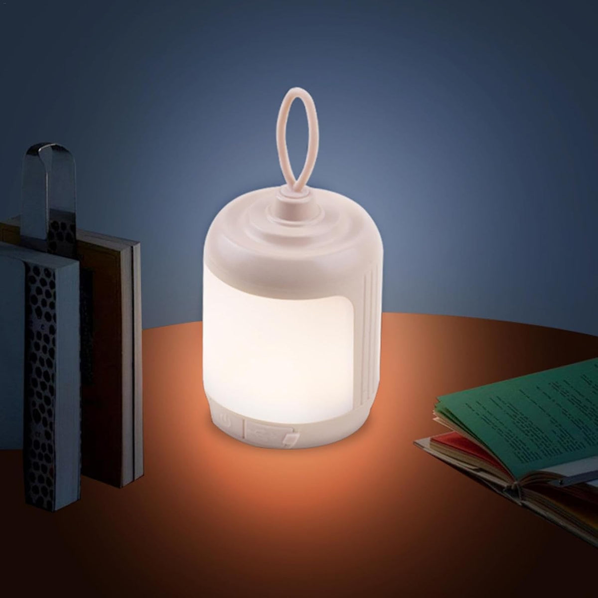 Mini Lampa LED de Camping Portabila, Lanterna Reincarcabila USB Type C, 3 Moduri Lumina, Protectie IPX4, Plastic ABS si PC, 13.8 x 6.5 cm, Alb