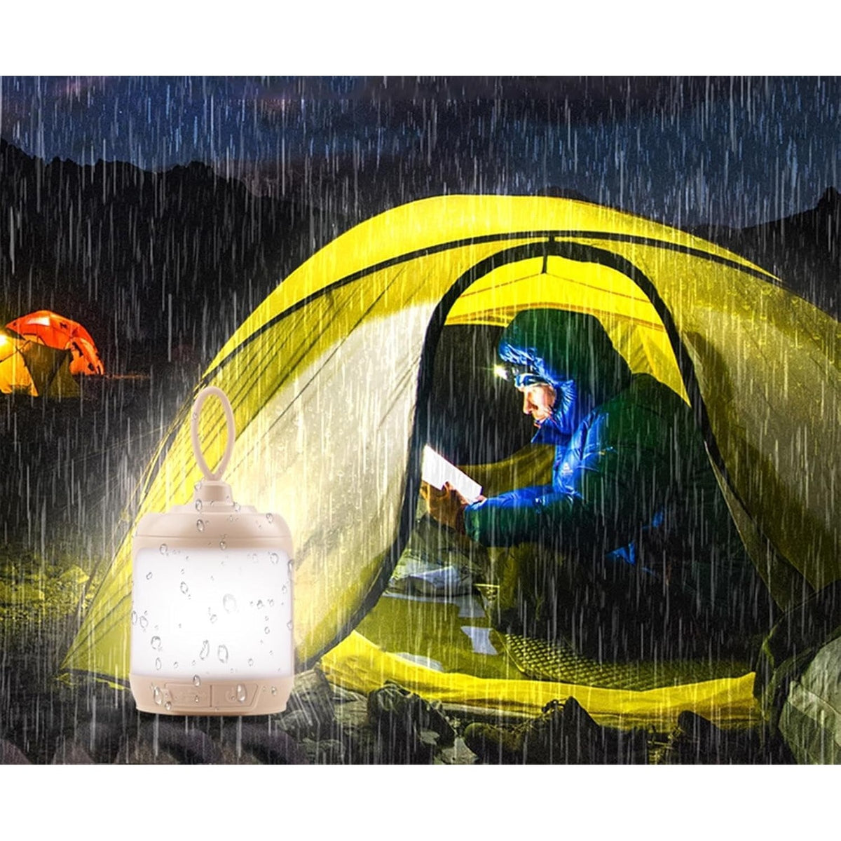 Mini Lampa LED de Camping Portabila, Lanterna Reincarcabila USB Type C, 3 Moduri Lumina, Protectie IPX4, Plastic ABS si PC, 13.8 x 6.5 cm, Alb