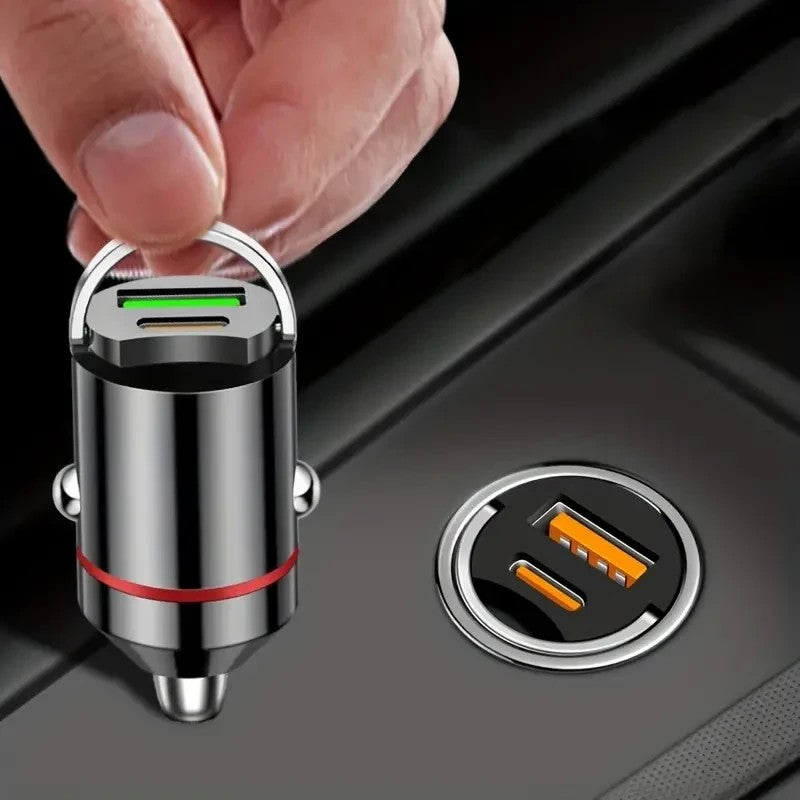 Incarcator Auto 2 in 1, Fast Charge Quick Charge 3.0 si USB-C Power Delivery 30W, Protectie Suprasarcina, Compact, 66W Total, Negru