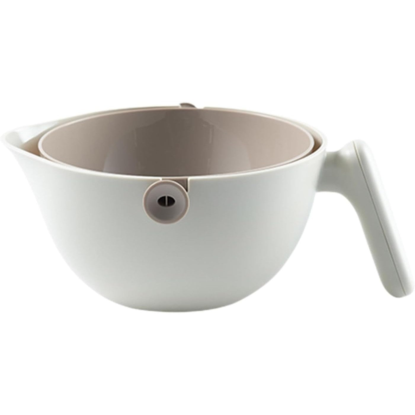 Bol cu Doua Straturi pentru Spalare si Scurgere Fructe sau Legume, Cos Detasabil cu Inclinare 90 Grade, ABS si PP, Capacitate 2L, 29.9 x 22.5 x 11.8 cm, Alb - Gri