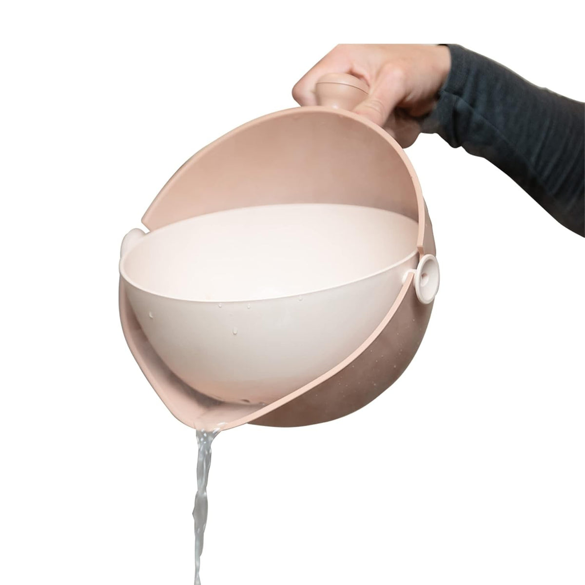 Bol cu Doua Straturi pentru Spalare si Scurgere Fructe sau Legume, Cos Detasabil cu Inclinare 90 Grade, ABS si PP, Capacitate 2L, 29.9 x 22.5 x 11.8 cm, Maro