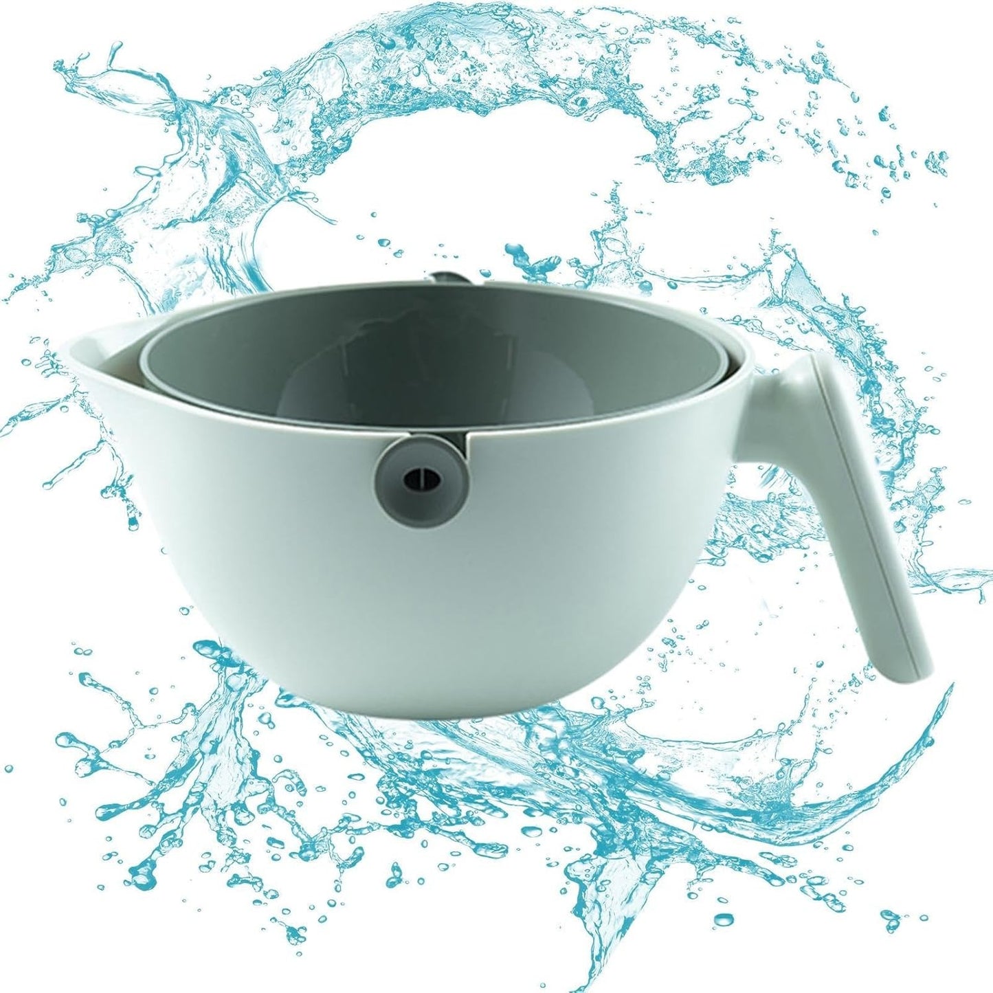 Bol cu Doua Straturi pentru Spalare si Scurgere Fructe sau Legume, Strecuratoare Detasabila cu Inclinare 90 Grade, Plastic ABS si PP, Capacitate 2L, 29.9 x 22.5 x 11.8 cm, Verde