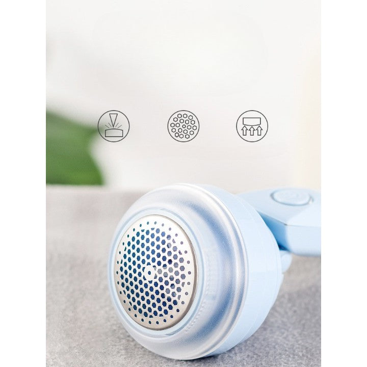 Aparat Pentru Curatat Scame, Par Si Praf, Trimmer Textile Cu Lame Din Otel Inoxidabil, Maner Flexibil Si Ergonomic, Incarcare USB, 13x8 cm, Albastru