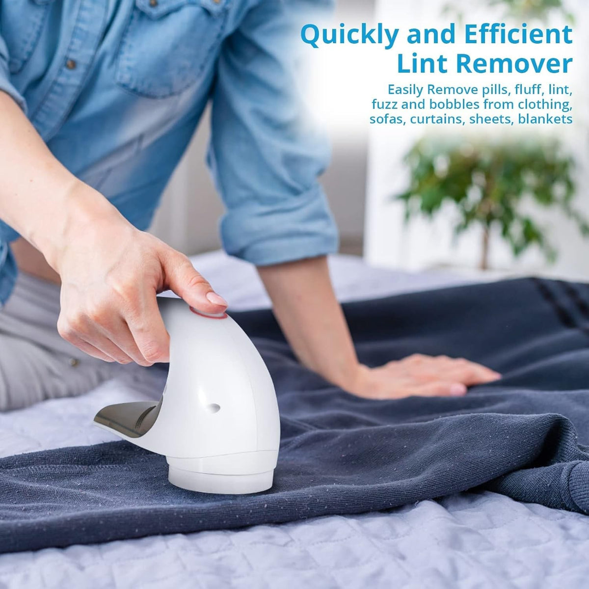 Aparat Pentru Curatat Scame, Par si Praf, Trimmer Textil cu Lame din Otel Inoxidabil, Reincarcabil USB, Design Ergonomic, Portabil, 15x6x9 cm, Alb