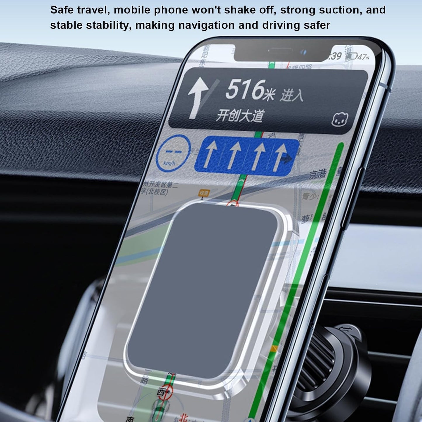 Suport Auto MagSafe pentru Telefon, Fixare Magnetica Grila Ventilatie, Rotativ 360 Grade, Plastic si Silicon, 5.1x3.9 cm, Negru/Argintiu