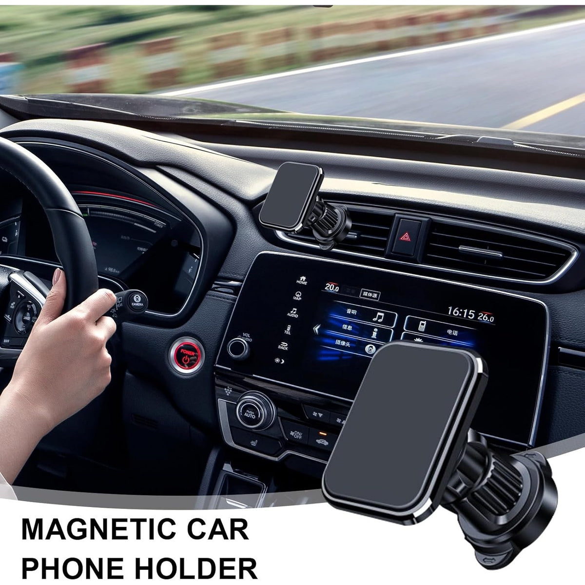 Suport Auto Telefon MagSafe, Prindere Grila Ventilatie, Magnet Puternic, Rotatie 360 Grade, Plastic si Silicon, 5.1x3.9 cm, Negru