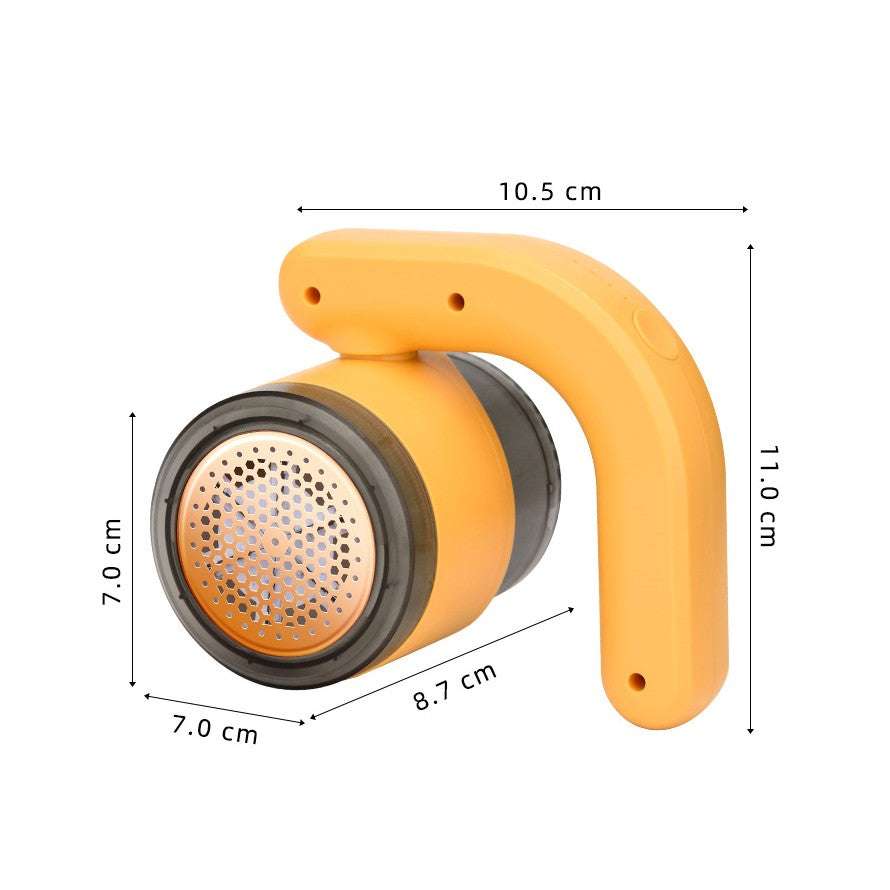 Aparat Pentru Curatat Scame, Par si Praf, Lumina LED, Lame Otel Inoxidabil, Maner Reglabil si Compartiment Colectare, 11x10.5x8.7 cm, Galben