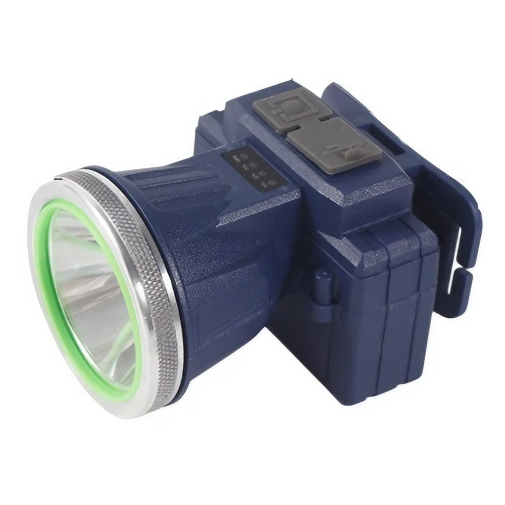 Lanternă Frontală LED Cu Zoom Telescopic, Reîncărcabilă USB, Fascicul Ajustabil și Rezistentă la Apă IPX6, Pentru Camping și Pescuit, 8.6x7.5x6.5cm, Albastru