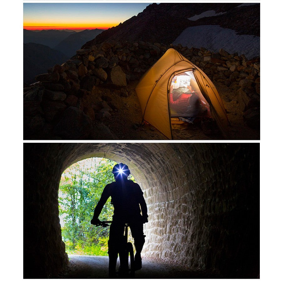 Lanternă Frontală LED, Zoom Telescopic cu Rază Lungă, Reîncărcabilă USB, Rezistentă la Apă IPX6, pentru Camping și Pescuit, 7.5x5.8x5.5 cm, Gri