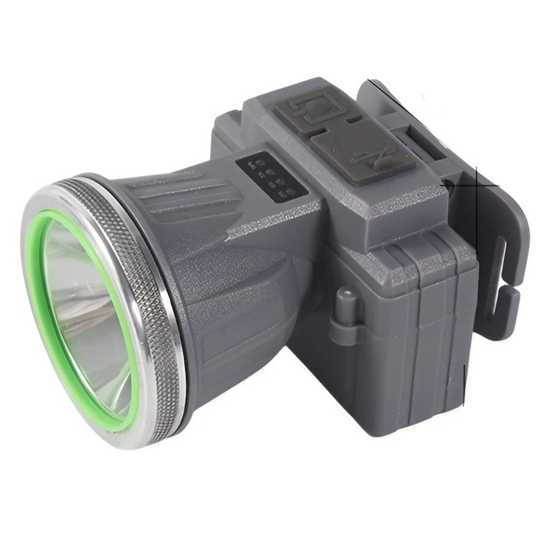 Lanternă Frontală LED, Zoom Telescopic cu Rază Lungă, Reîncărcabilă USB, Rezistentă la Apă IPX6, pentru Camping și Pescuit, 7.5x5.8x5.5 cm, Gri