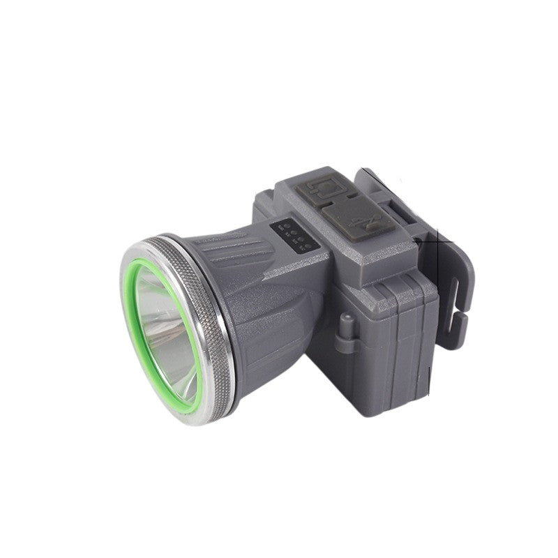 Lanternă Frontală LED, Zoom Telescopic cu Rază Lungă, Reîncărcabilă USB, Rezistentă la Apă IPX6, pentru Camping și Pescuit, 7.5x5.8x5.5 cm, Gri
