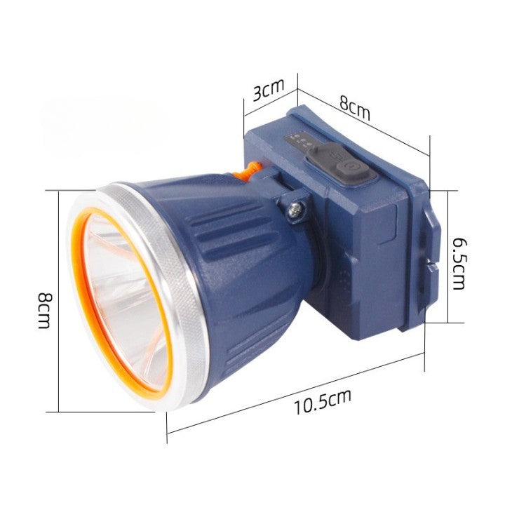 Lanternă Frontală LED Reîncărcabilă USB, Far Telescopic cu Zoom și Protecție IPX6, Plastic, 10.5x8x6.5 cm, Albastru