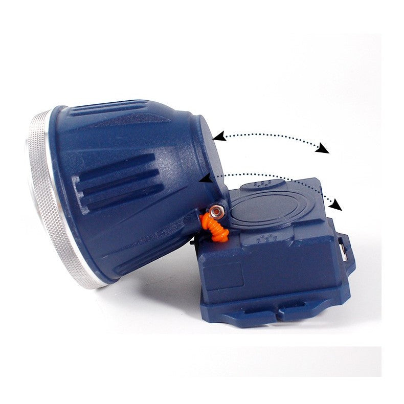Lanternă Frontală LED Reîncărcabilă USB, Far Telescopic cu Zoom și Protecție IPX6, Plastic, 10.5x8x6.5 cm, Albastru