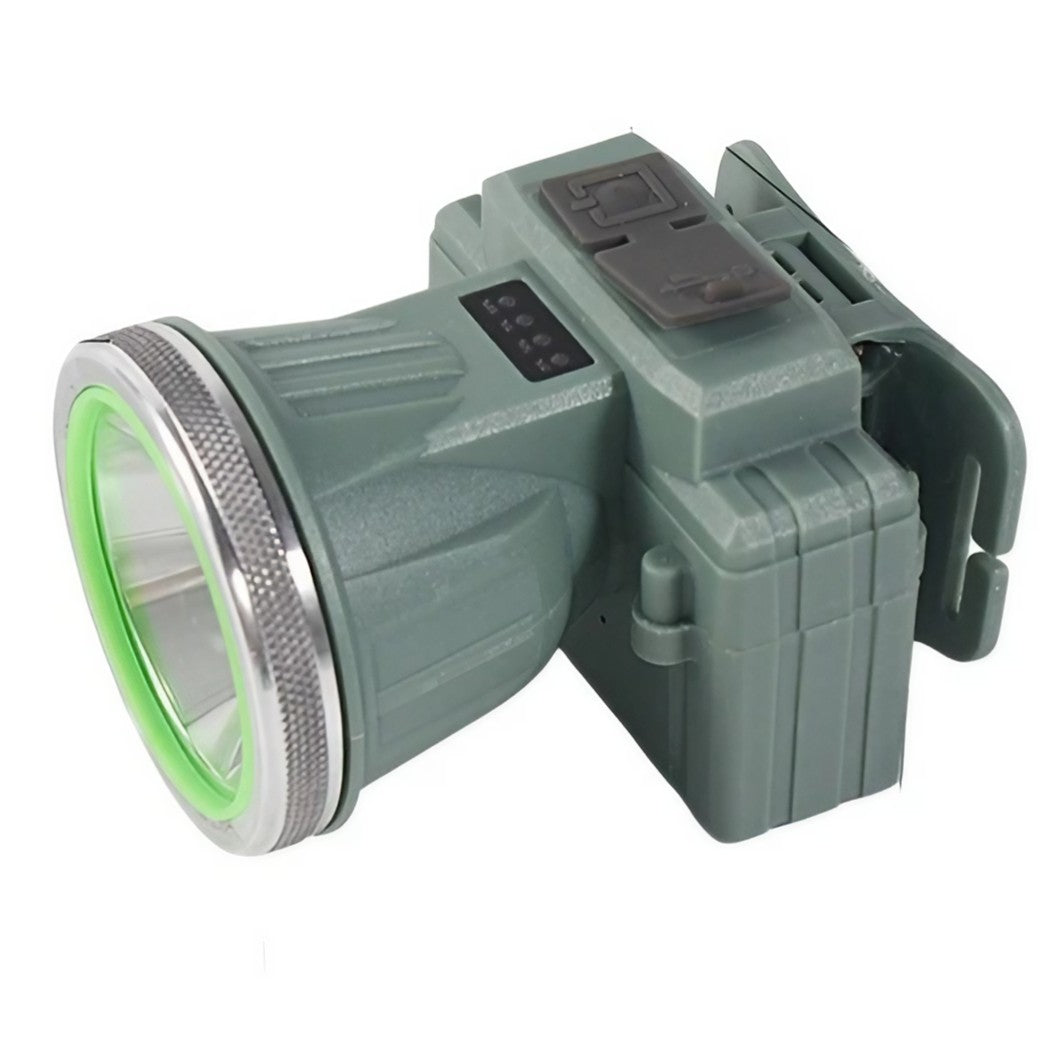 Lanternă Frontală LED Cu Zoom Telescopic, Încărcare USB, Rezistență La Apă IPX6, Fascicul Reglabil Cu Rază Lungă, Pentru Pescuit Și Camping, 8.6x7.5x6.5cm, Verde Deschis