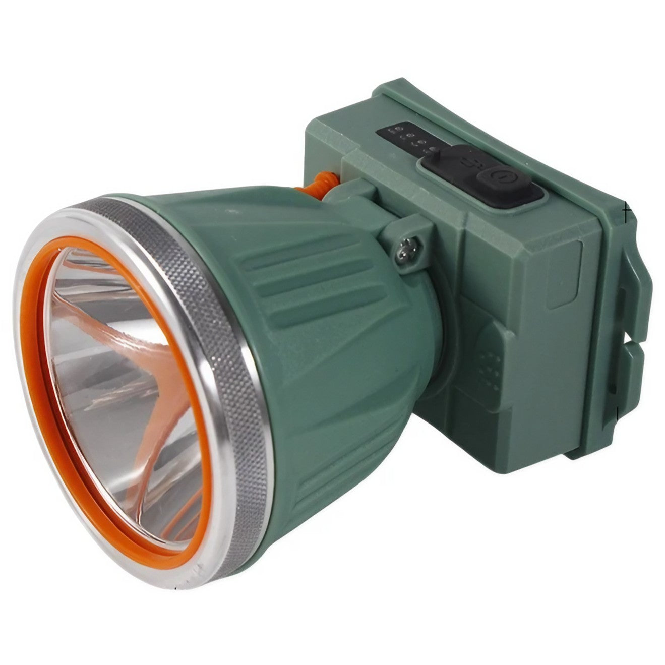 Lanternă Frontală LED cu Zoom Telescopic, Încărcare USB, Protecție IPX6 la Apă, Reglabilă pentru Camping și Pescuit, 10.5x8x6.5 cm, Verde Închis