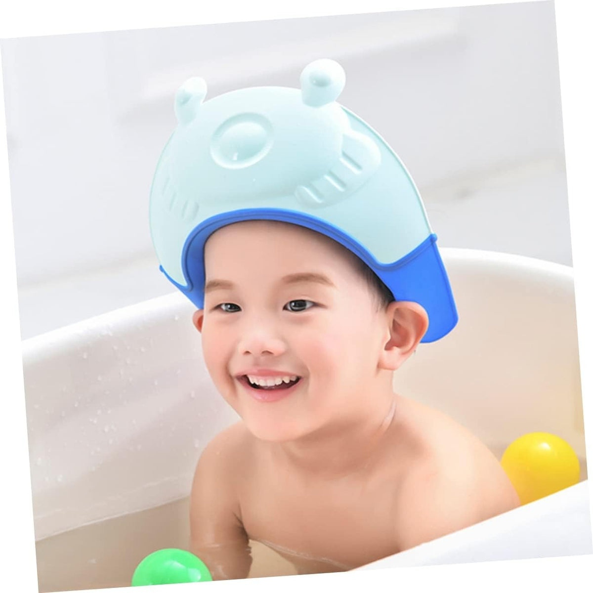 Viziera Protectie Baie Copii Fippy, Protectie Ochi si Urechi Impotriva Samponului, Banda Ajustabila, Material TPE si Silicon, Model Coroana, 24x23 cm, Albastru
