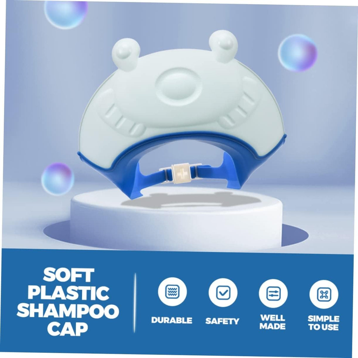 Viziera Protectie Baie Copii Fippy, Protectie Ochi si Urechi Impotriva Samponului, Banda Ajustabila, Material TPE si Silicon, Model Coroana, 24x23 cm, Albastru