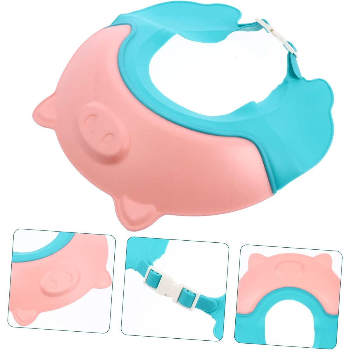 Viziera Protectie Baie Copii si Bebelusi, Protectie Ochi si Urechi Impotriva Samponului, Banda Ajustabila, Model Coroana, Material TPE si PP, 23x23 cm, Roz