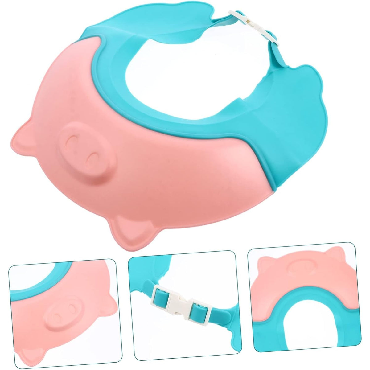 Viziera Protectie Baie Copii si Bebelusi, Protectie Ochi si Urechi Impotriva Samponului, Banda Ajustabila, Model Coroana, Material TPE si PP, 23x23 cm, Roz