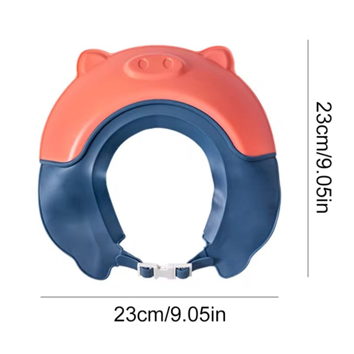 Viziera de Protectie Baie pentru Copii si Bebelusi Fippy, Protectie Ochi si Urechi Impotriva Samponului, Banda Ajustabila, TPE si Silicon, Model Purcelus, 23x23 cm, Rosu