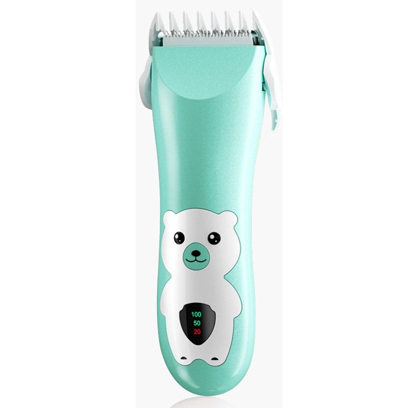 Masina de Tuns Bebelusi si Copii, Silentioasa cu Functie Anti-Taiere, Lame Ceramice si Inox, Display Digital, Rezistenta la Apa, Incarcare USB, Design Ursulet, Verde