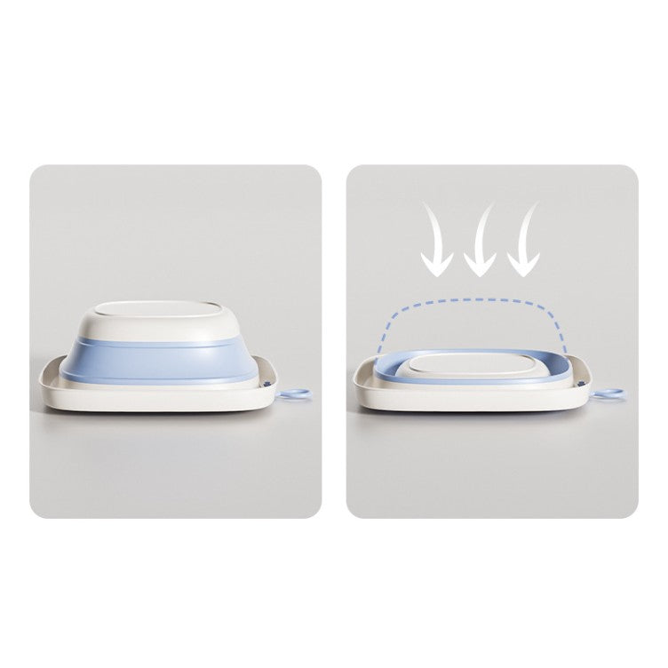 Cadita Pliabila pentru Bebelusi si Copii, Model Patrat cu Baza Antiderapanta, Material Non-Toxic, Capacitate 4 L, Albastru, 32x27.5x3.7 cm