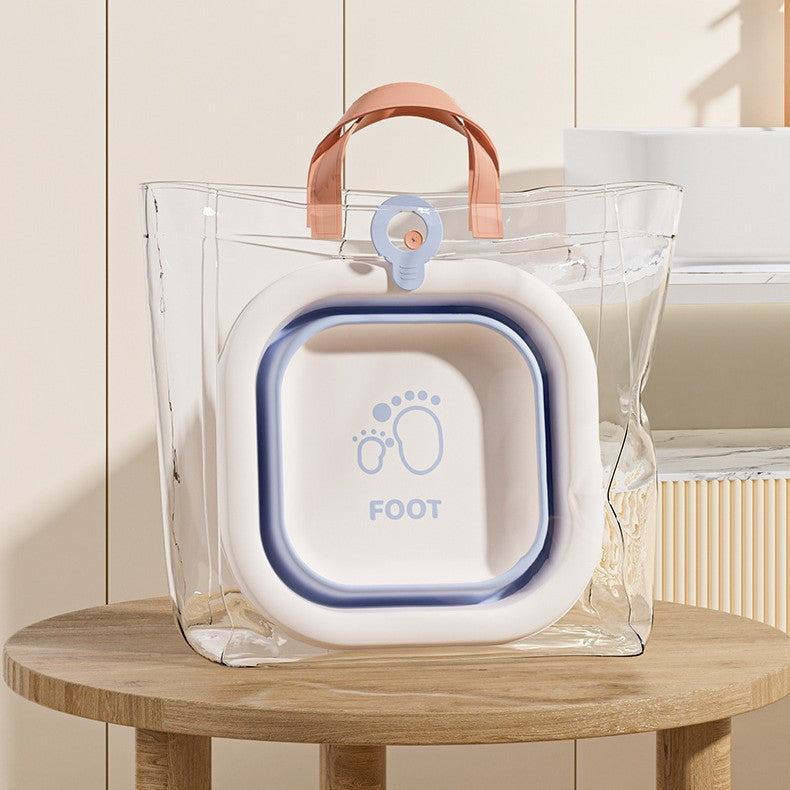 Cadita Pliabila pentru Bebelusi si Copii, Design Patrat cu Fund Antiderapant, Material Non-Toxic, Portabila, Albastru, 3.5 L, 30x30x3.5 cm