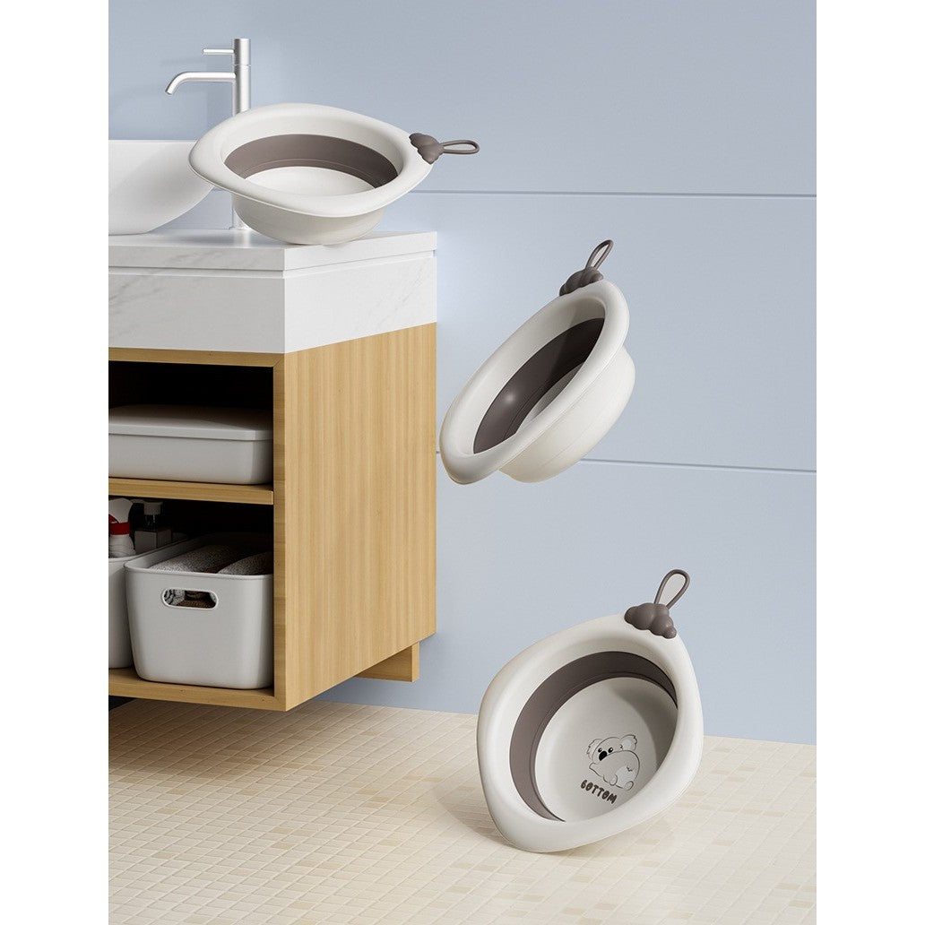 Cadita Pliabila pentru Bebelusi si Copii, Design Ergonomic cu Model Romb Koala, Material Non-Toxic Antiderapant, Gri, 30x30x3.5 cm, 4L