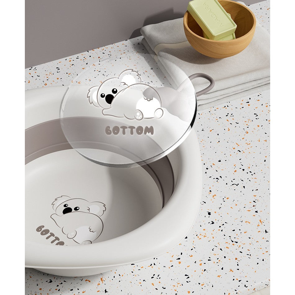 Cadita Pliabila pentru Bebelusi si Copii, Design Ergonomic cu Model Romb Koala, Material Non-Toxic Antiderapant, Gri, 30x30x3.5 cm, 4L