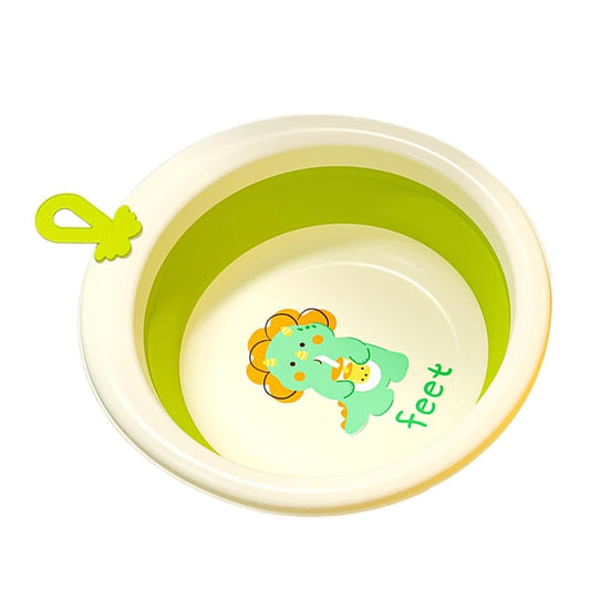 Cadita Pliabila pentru Bebelusi si Copii, Cada Portabila Rotunda cu Model Dinozaur, Material PP, Verde, 4L, 30x30x3.7 cm
