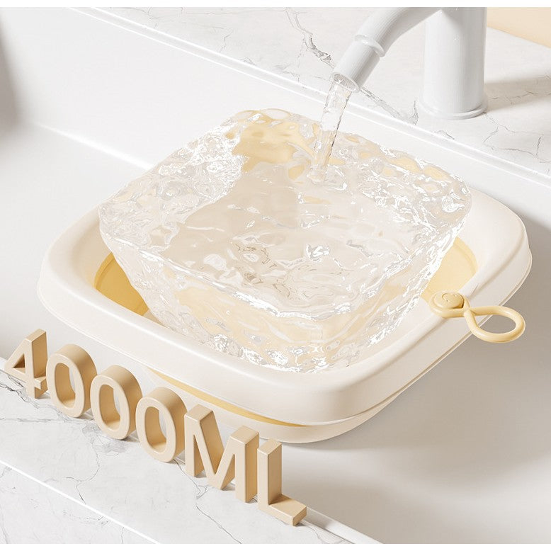 Cadita Pliabila pentru Bebelusi si Copii, Design Patrat, Fund Antiderapant si Margini Rotunjite, Material Non-Toxic, Galben, 4 L, 32x27.5x3.7 cm